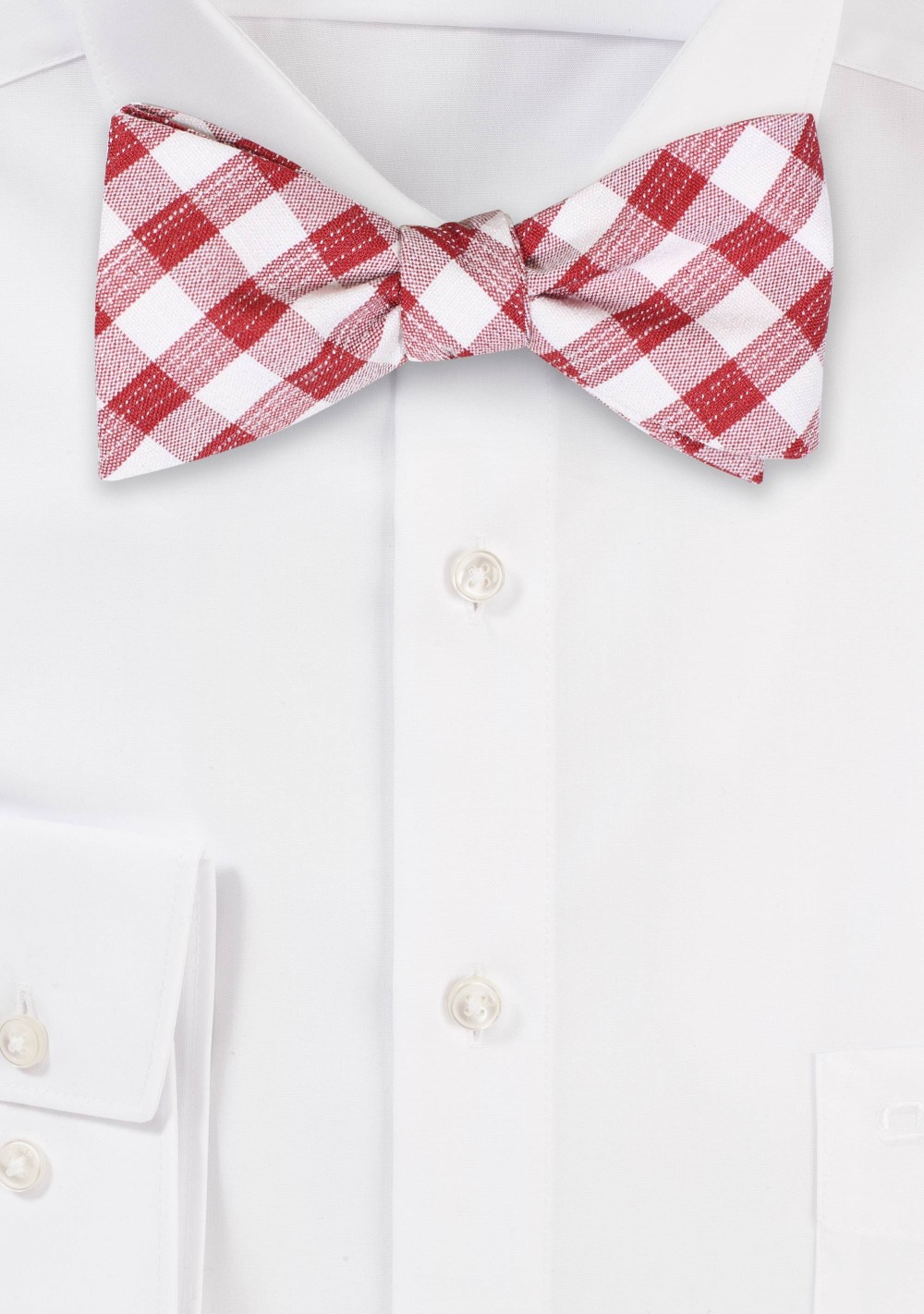 Gingham Check Bowtie in Wine and White