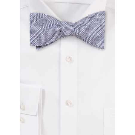 Navy Bow Tie with Prince of Wales Check