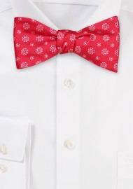 Cherry Red Woven Medallion Bow Tie