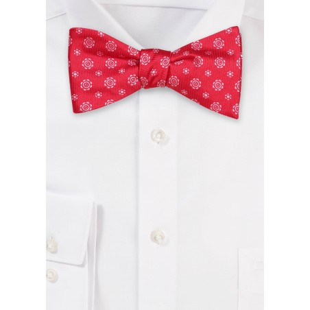 Cherry Red Woven Medallion Bow Tie