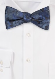Steel Blue Floral Bow Tie