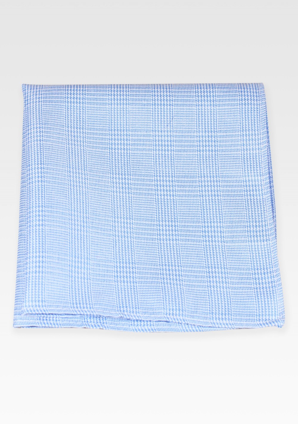 Prince of Wales Check Cotton Hanky in Light Blue