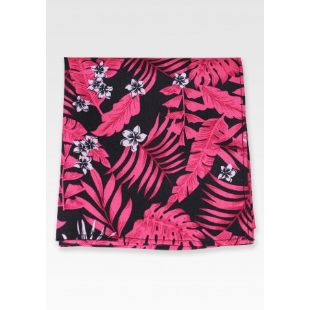 Tropical Floral Hanky in Black and Pink
