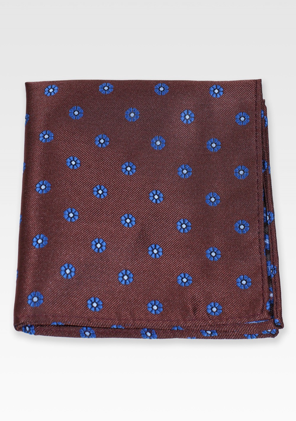 Brown and Navy Floral Pocket Square