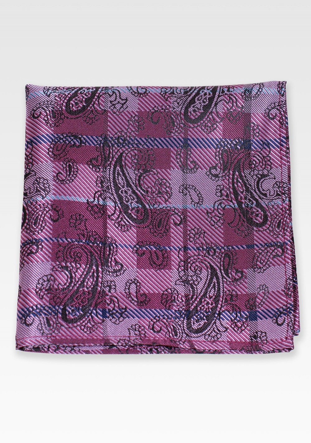 Paisley Check Pocket Square in Pink