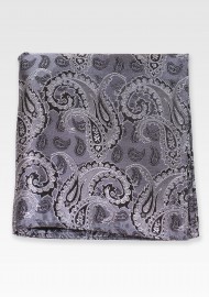 Charcoal and Silver Paisley Designer Hanky