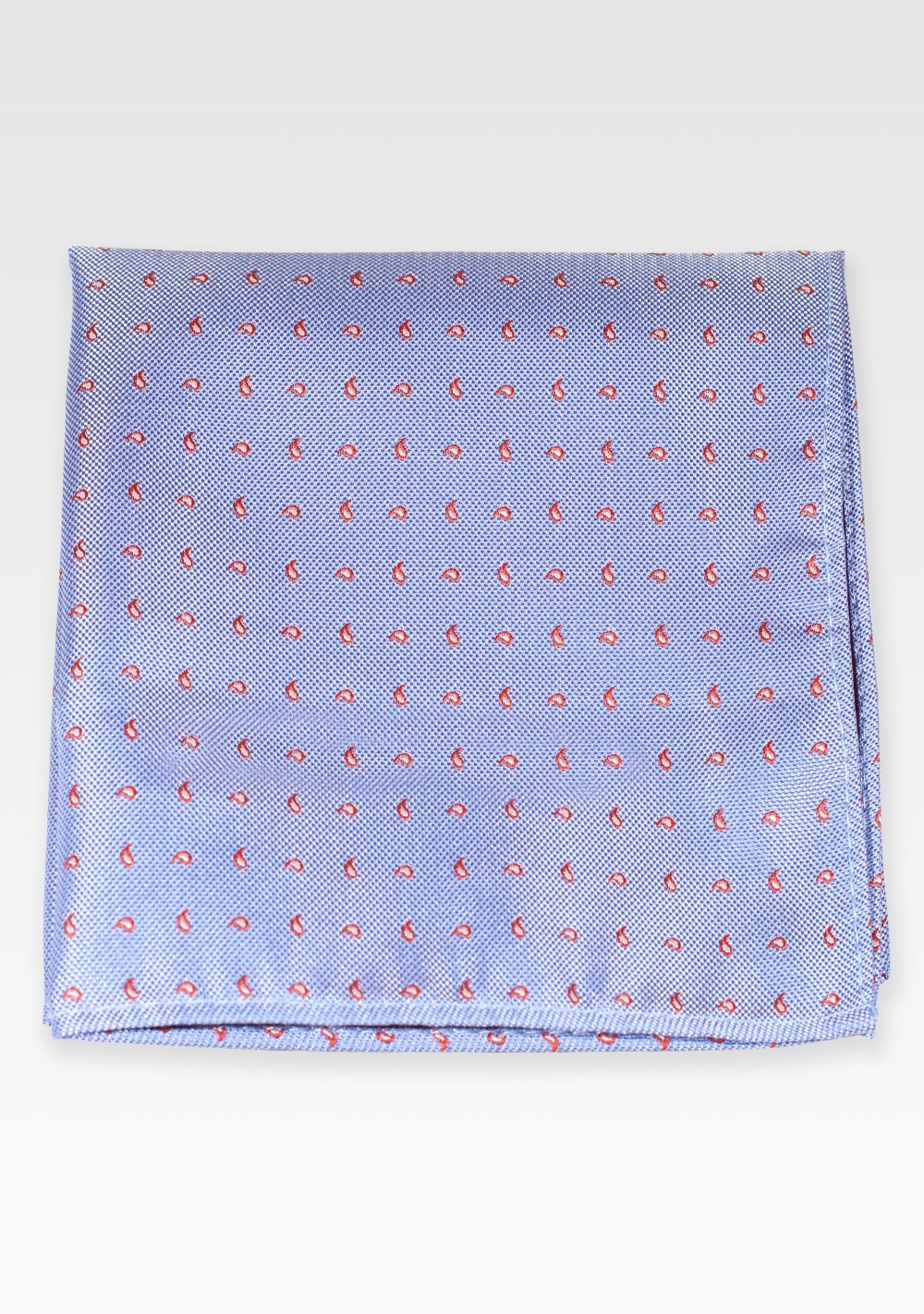 Light Blue Pocket Square with Micro Paisley Design