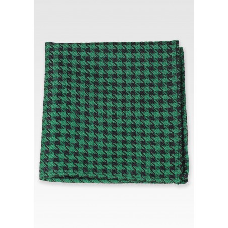 Black and Green Houndstooth Check Pocket Square