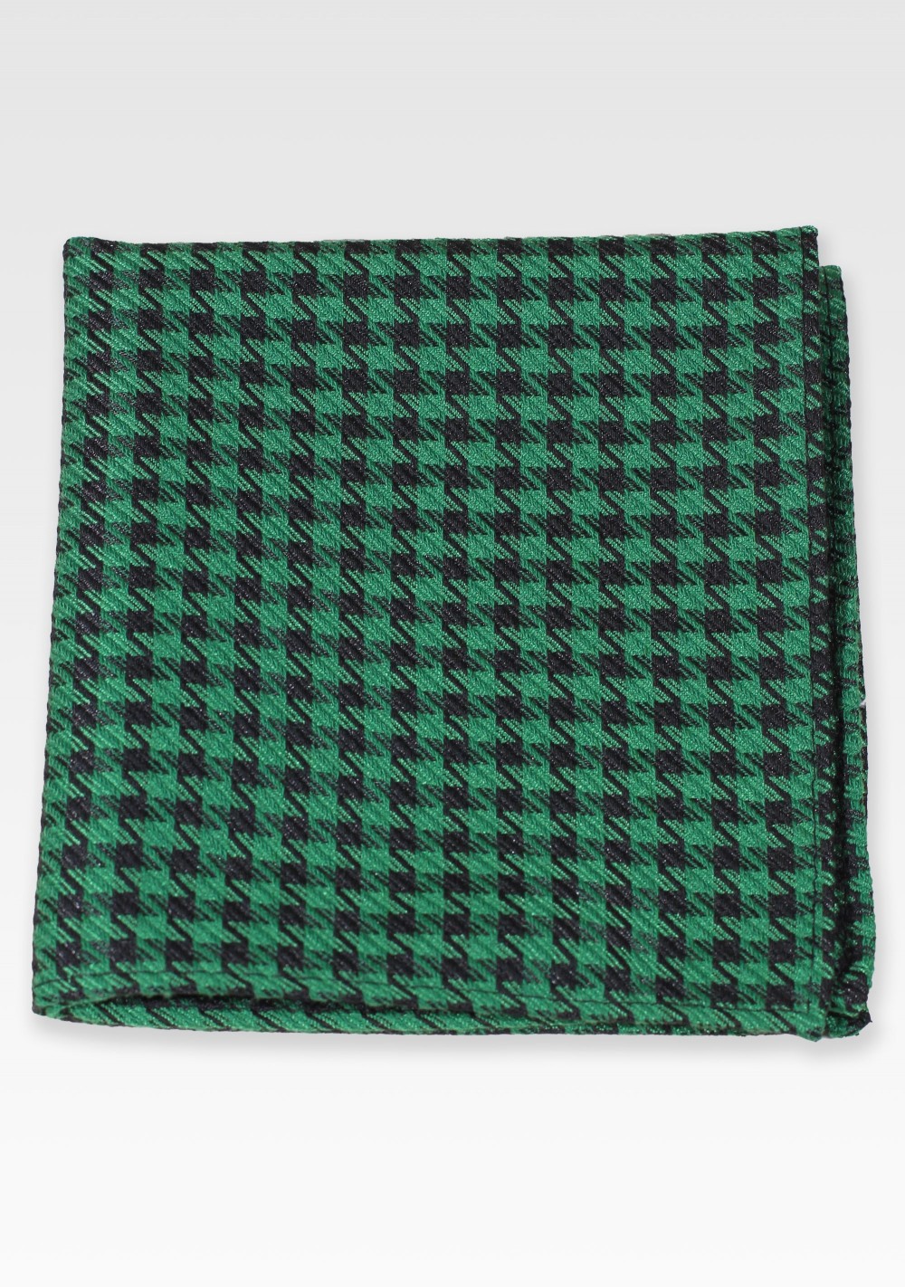 Black and Green Houndstooth Check Pocket Square