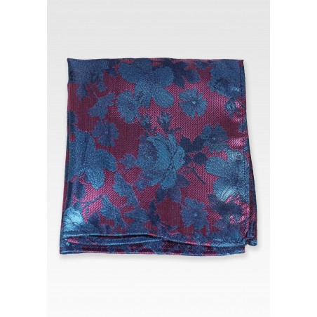 Bold Floral Hanky in Purple and Teal