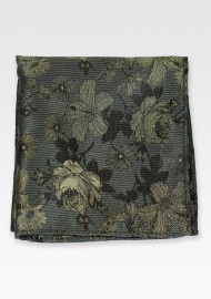 Moss Green Floral Pocket Square