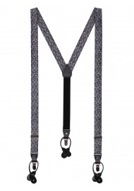 Black and Gray Paisley Suspenders