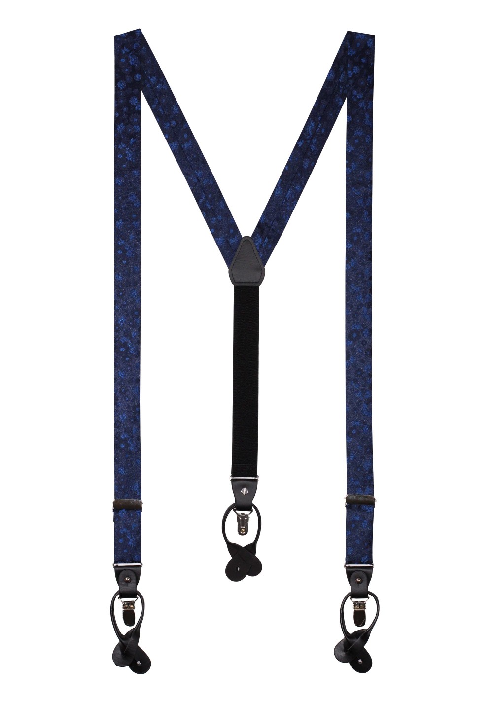 Navy Blue Floral Dress Suspenders
