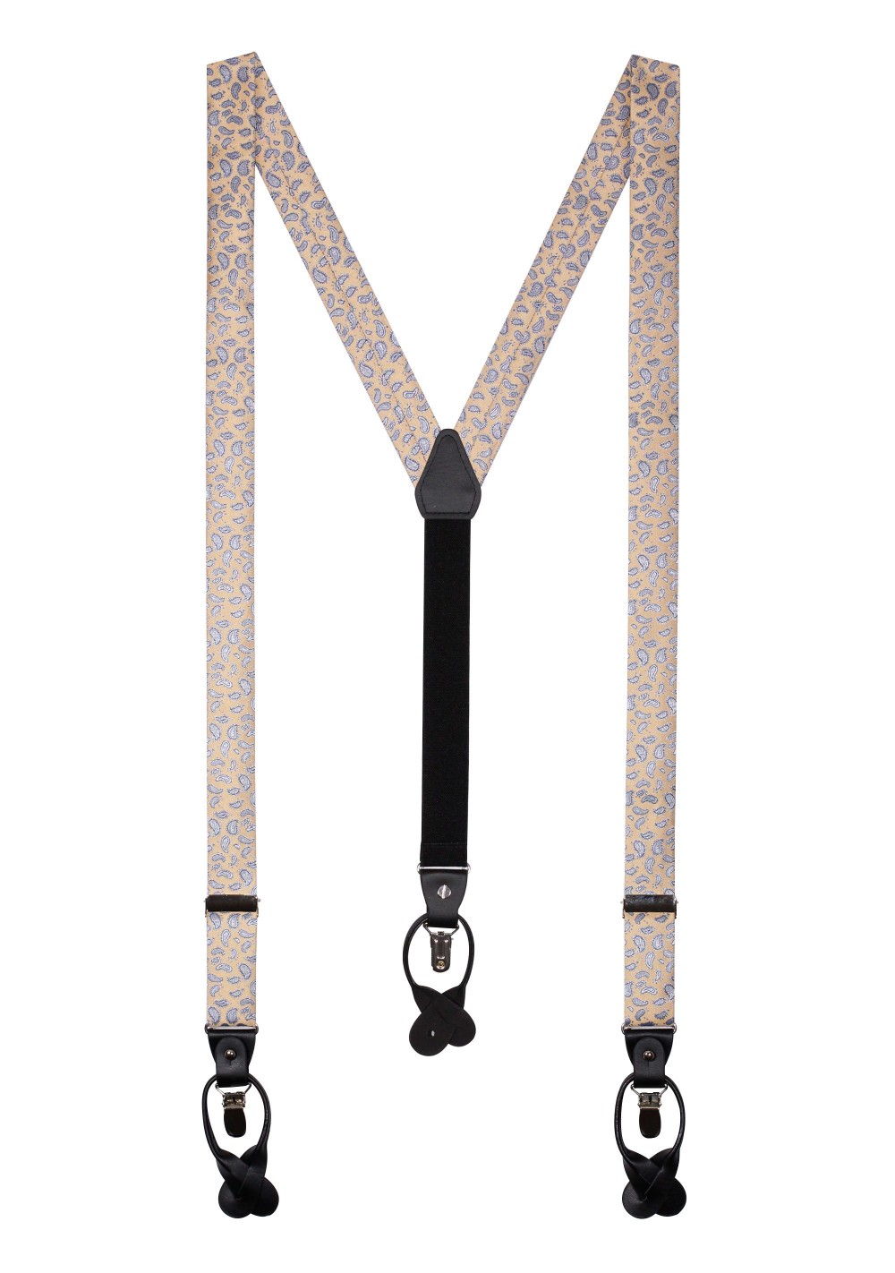 Light Yellow Suspenders with Paisley Design