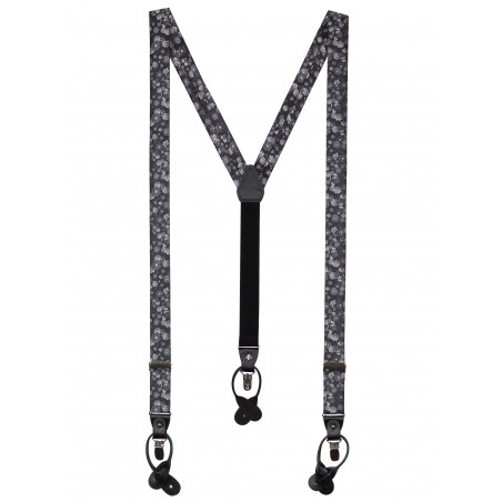 Black and Silver Floral Dress Suspenders