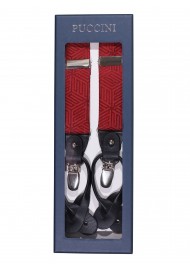 Geo Print Suspenders in Crimson in Gift Box