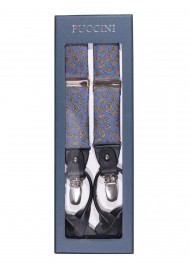Steel Blue and Gold Paisley Suspenders in Gift Box