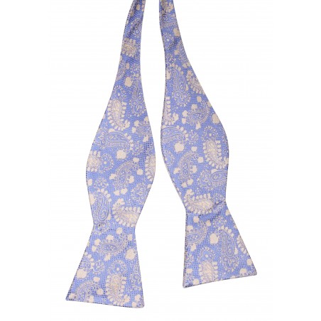 Light Blue and Gold Paisley Bowtie Untied