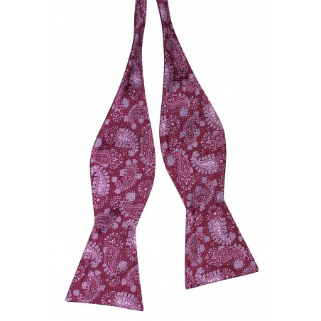 Wine Red Paisley Bowtie Untied