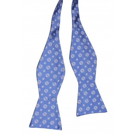 French Blue Woven Medallion Self Tie Bow Tie