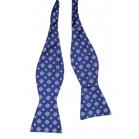 Royal Blue Woven Medallion Self Tie Bow Tie