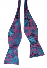 Wild Floral Self Tie Bowtie in Purple and Turquoise