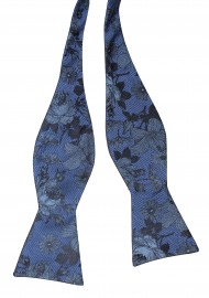 Steel Blue Floral Self Tie Bow Tie