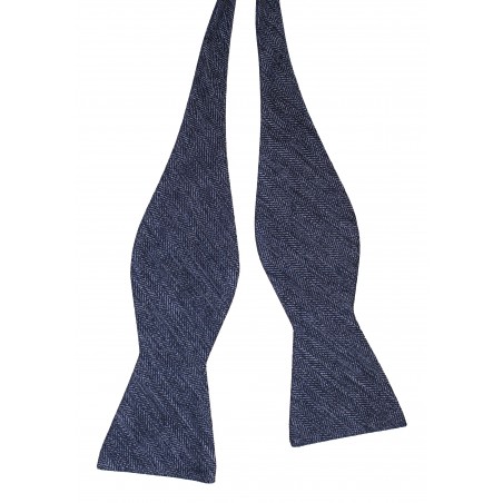 Herringbone Self Tie Bowtie in Denim Blue Untied