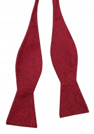 Woolen Textured Floral Self Tie Bowtie in Red
