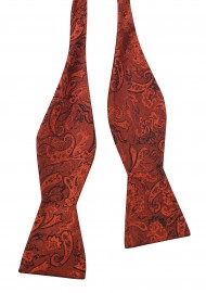 Woolen Textured Floral Self Tie Bowtie in Paprika