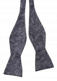 Woolen Textured Floral Self Tie Bowtie in Charcoal