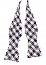 Gingham Check Self Tie Bowtie in Navy and Tan