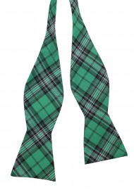 Green Self Tie Bowtie with Scottish Tartan Check