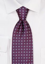 Burgundy Embroidered Silk Necktie