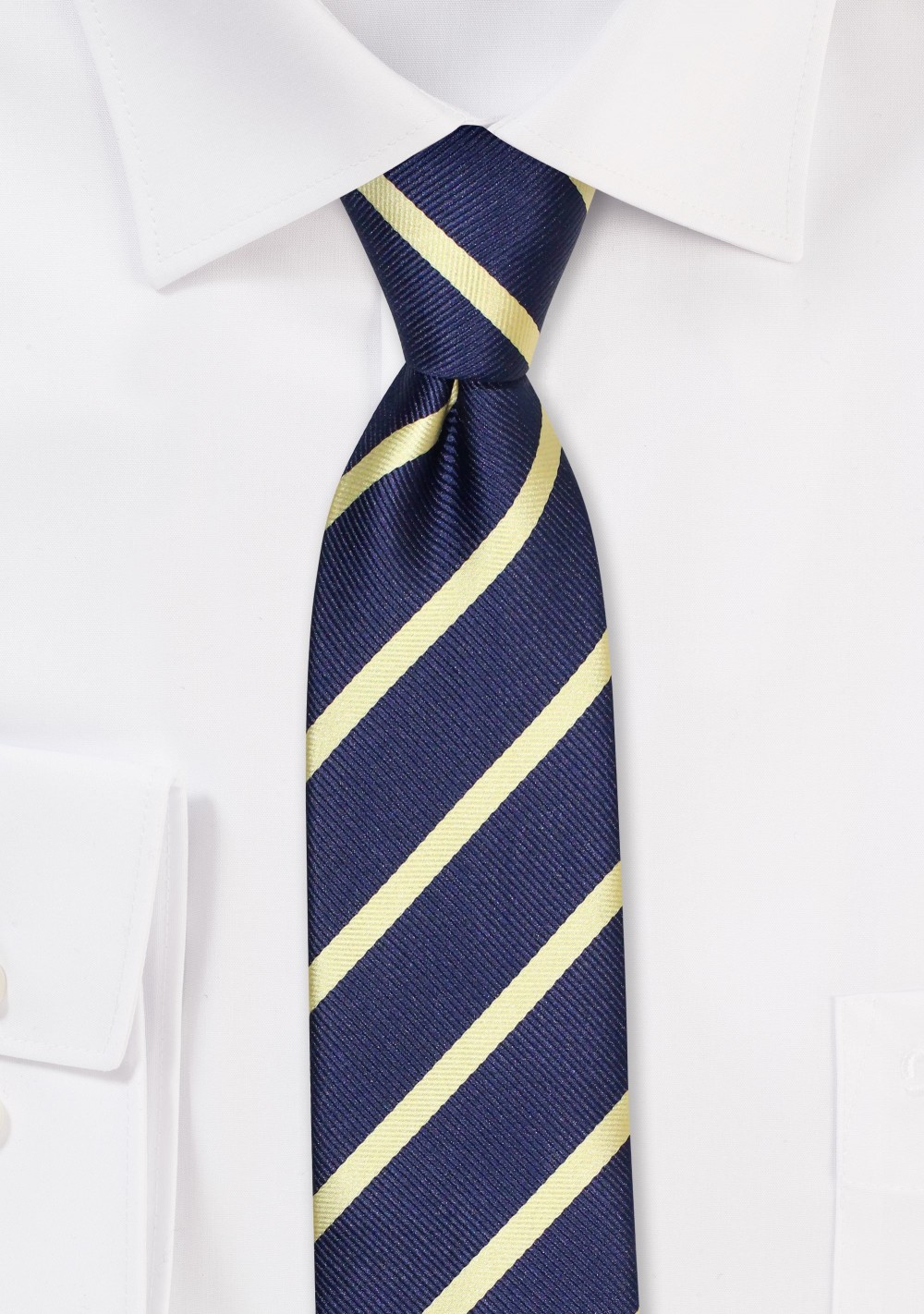 Navy and Gold Repp Skinny Tie
