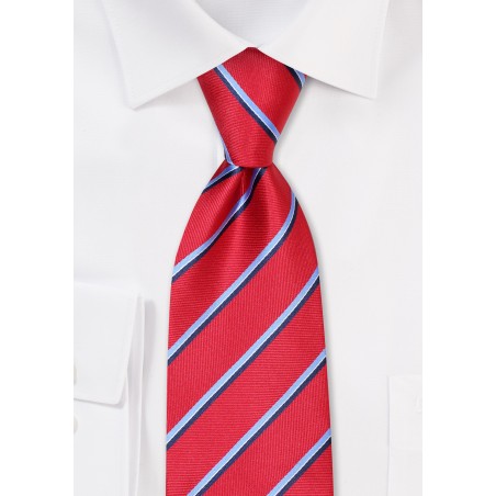 Classic Striped Tie in Cherry and Blue