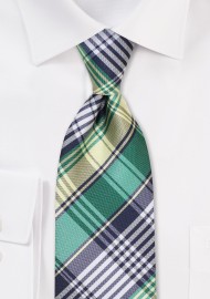 Green and Gold Plaid Necktie