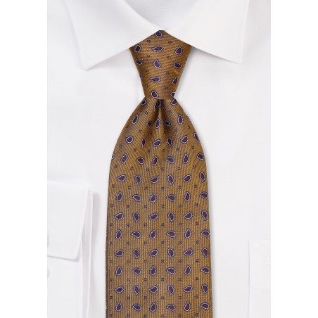 Intricate Paisley Silk Tie in Butterscotch