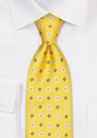 Intricate Floral Weave Tie in Golden Yellow