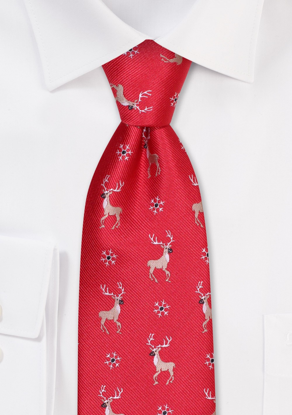 Christmas Reindeer Necktie in Crimson Red