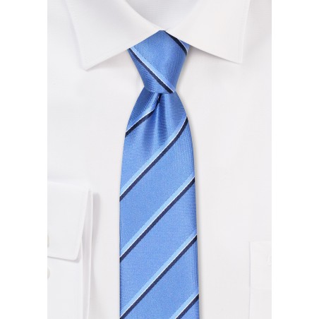 Striped Skinny Tie in Royal Navy Blue
