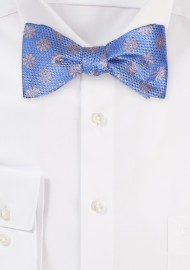 Royal Blue and Gold Floral Bow Tie in Pure Silk