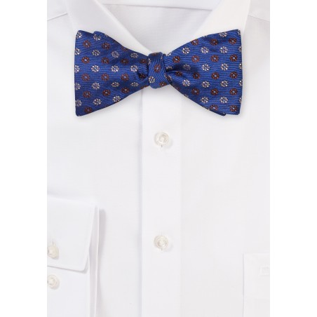Matte Silk Bow Tie in Navy Floral Design