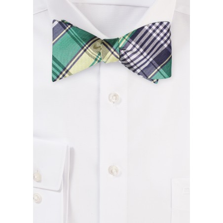 Green and Gold Tartan Plaid Pre-Tied Bow Tie