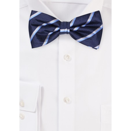 Navy Striped Bow Tie