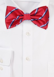 Cherry Red and Navy Striped Bowtie