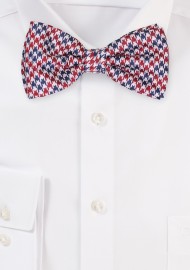 Red and Blue Houndstooth Check Bowtie