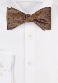 Paisley Silk Bow Tie in Butterscotch