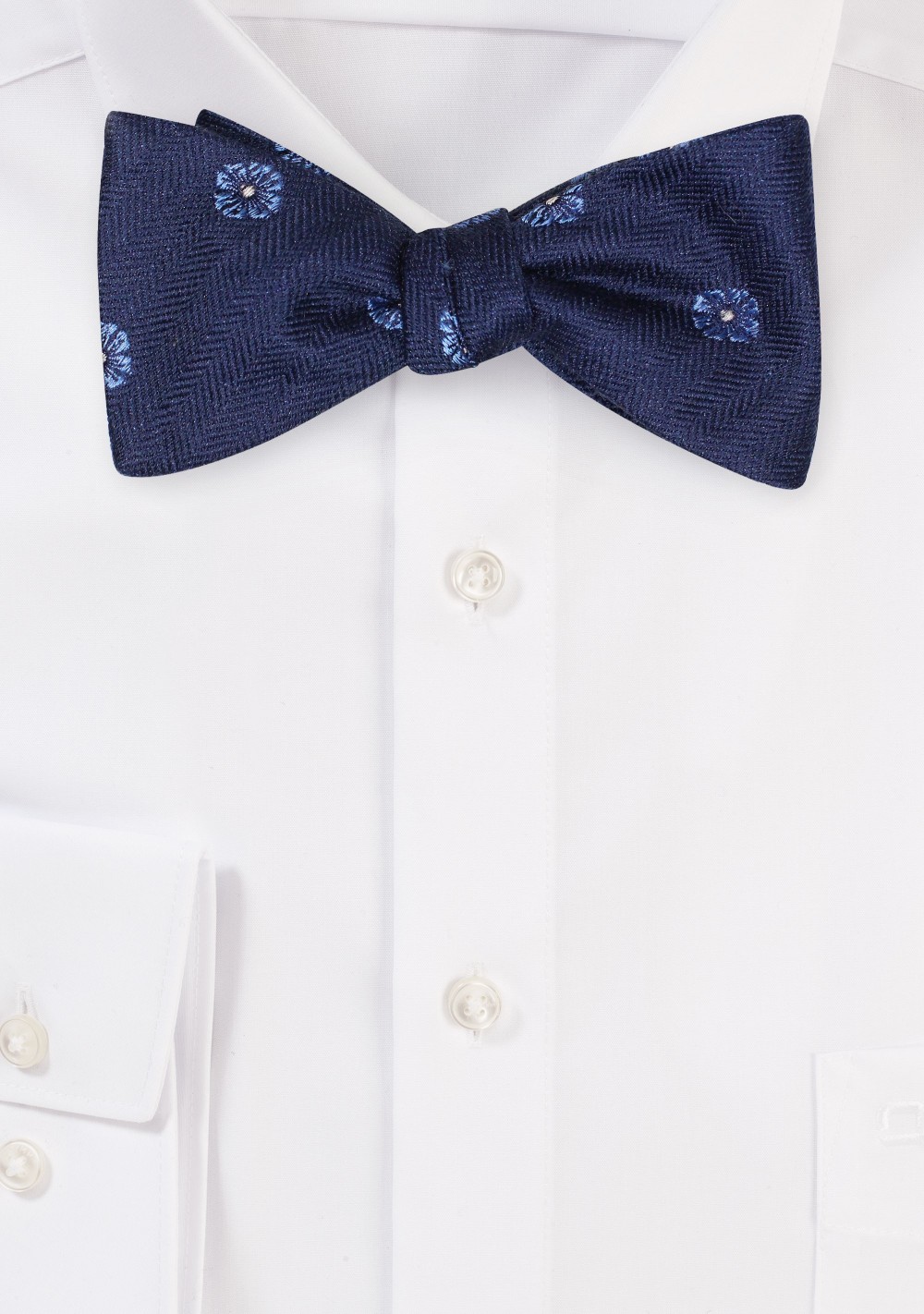 Navy Floral Bowtie in Self-Tie Style