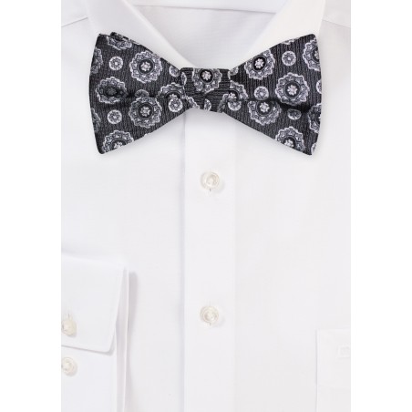 Black Designer Bow Tie in Pure Silk and Self-Tie Style